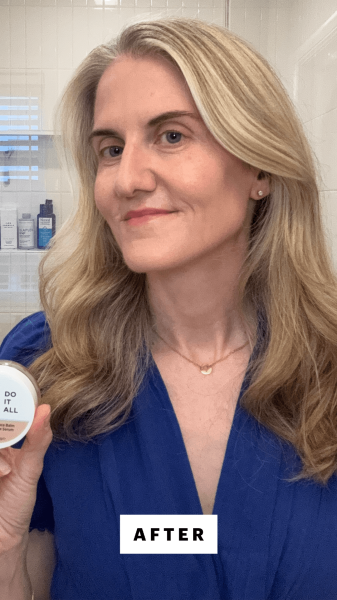 Bailly after applying the IT Cosmetics Do It All Sheer Tint Face Balm