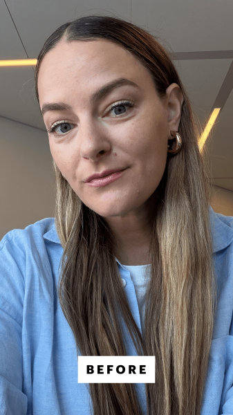 Panych before applying the Ilia Skin Blur Serum Concealer