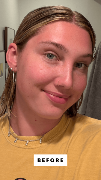Gunderman before applying the CoverGirl Clean Fresh Nourishing Skin Tint