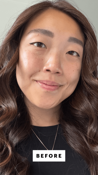 Allure contributing commerce writer Christa Joanna Lee before applying the MAC Studio Radiance Skin Tint Stick in Light...